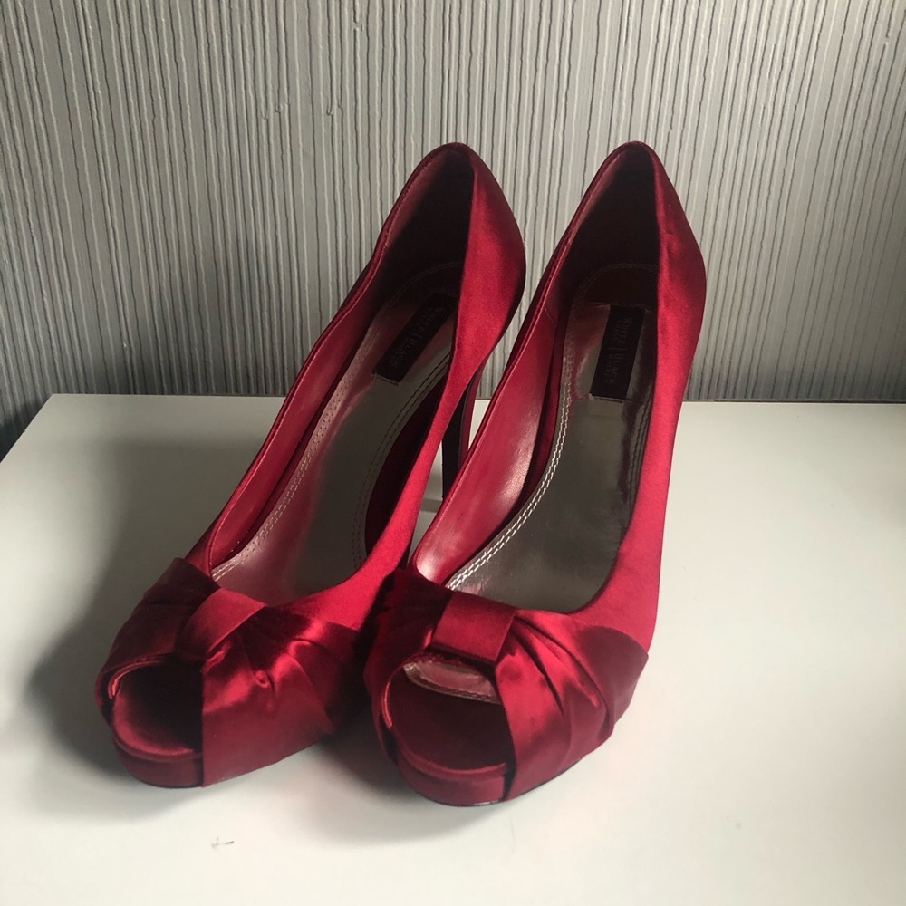 Red Satin Holiday Heels - White House Black Market